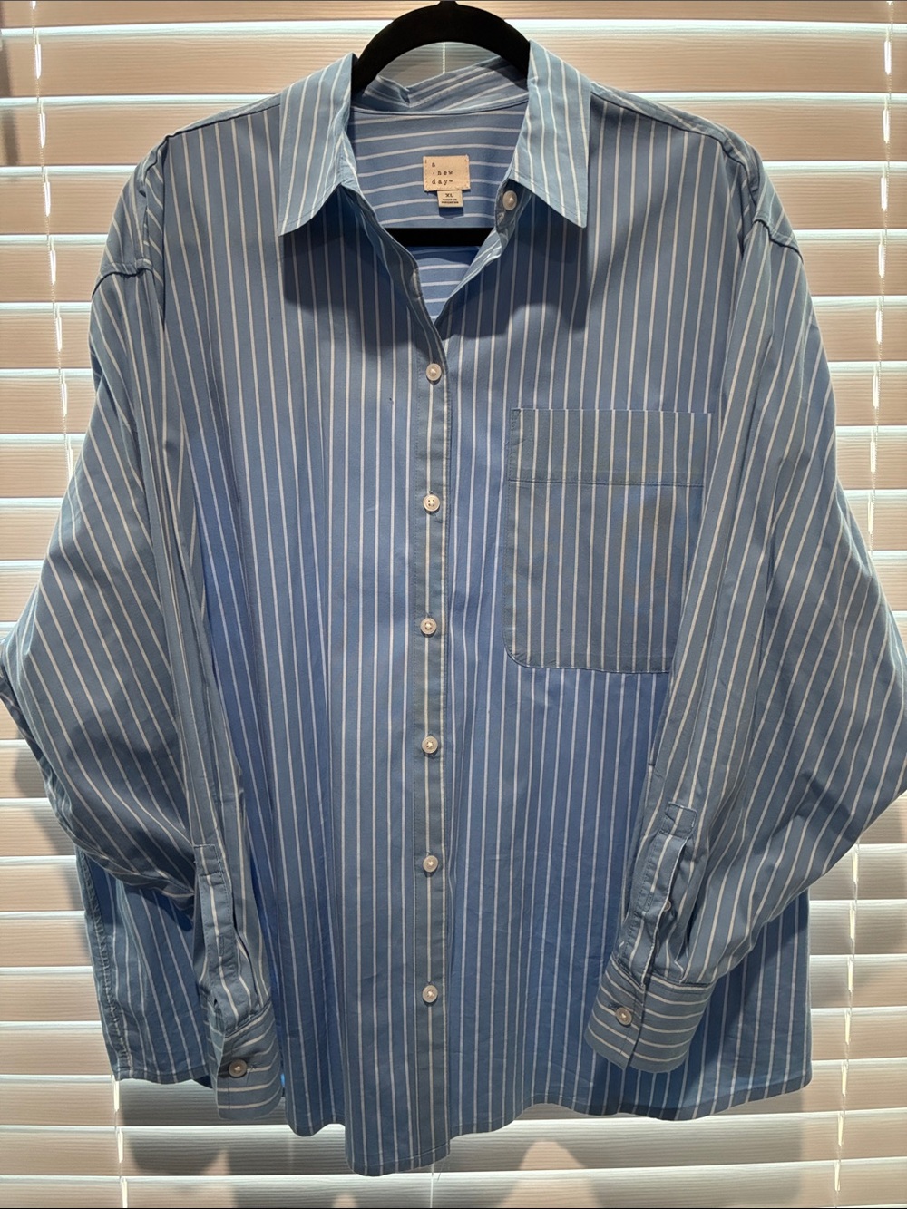 a new day Light Blue and White Striped Button-Down Shirt